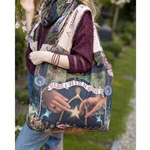 Make a Wish Linen Tote Bag | Whimsical Boho Floral Market Bag
